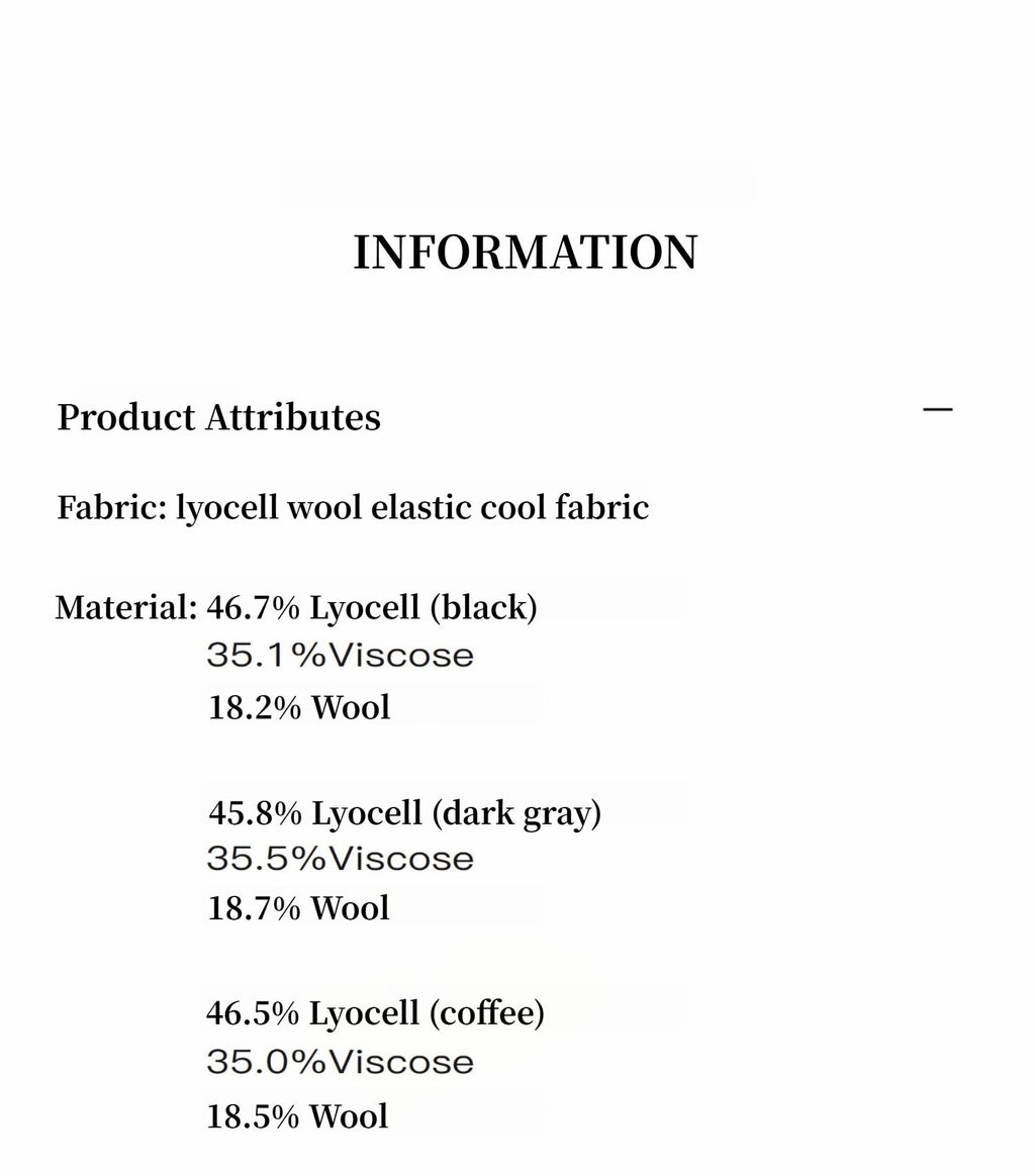 Lyocell wool stretch comfortable breathable fit minimalist solid color