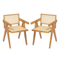 Chandigarh Arm Dining Chair With Natural Cane Design (Set of 2)