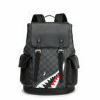 Men's Black Leather Travel Backpack