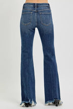 RISEN Full Size Mid Rise Flare Frayed Hem Jeans Plus Size