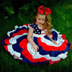Toddler Girls' Independence Day Dress Red White & Blue Stripes And
