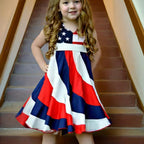 Toddler Girls' Independence Day Dress Red White & Blue Stripes And
