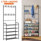 Entryway Coat Hat Rack Shoe Storage Shelf 5 Tier Shoe Rack