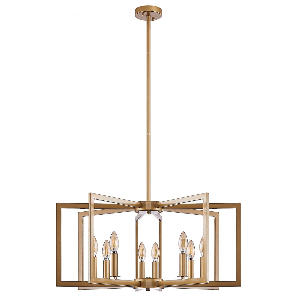 27' Modern Golden Geometric 8-Light Chandelier