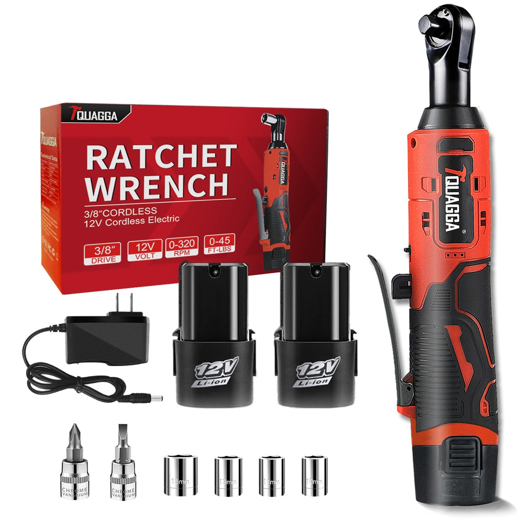 TQUAGGA Cordless Electric Ratchet Wrench Set, 12V, 45ftlbs,Variable