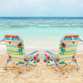 1 Piece Foldable Backpack Beach Chair with Cup Holder and Storage Pockets for Outdoor-Multicolor