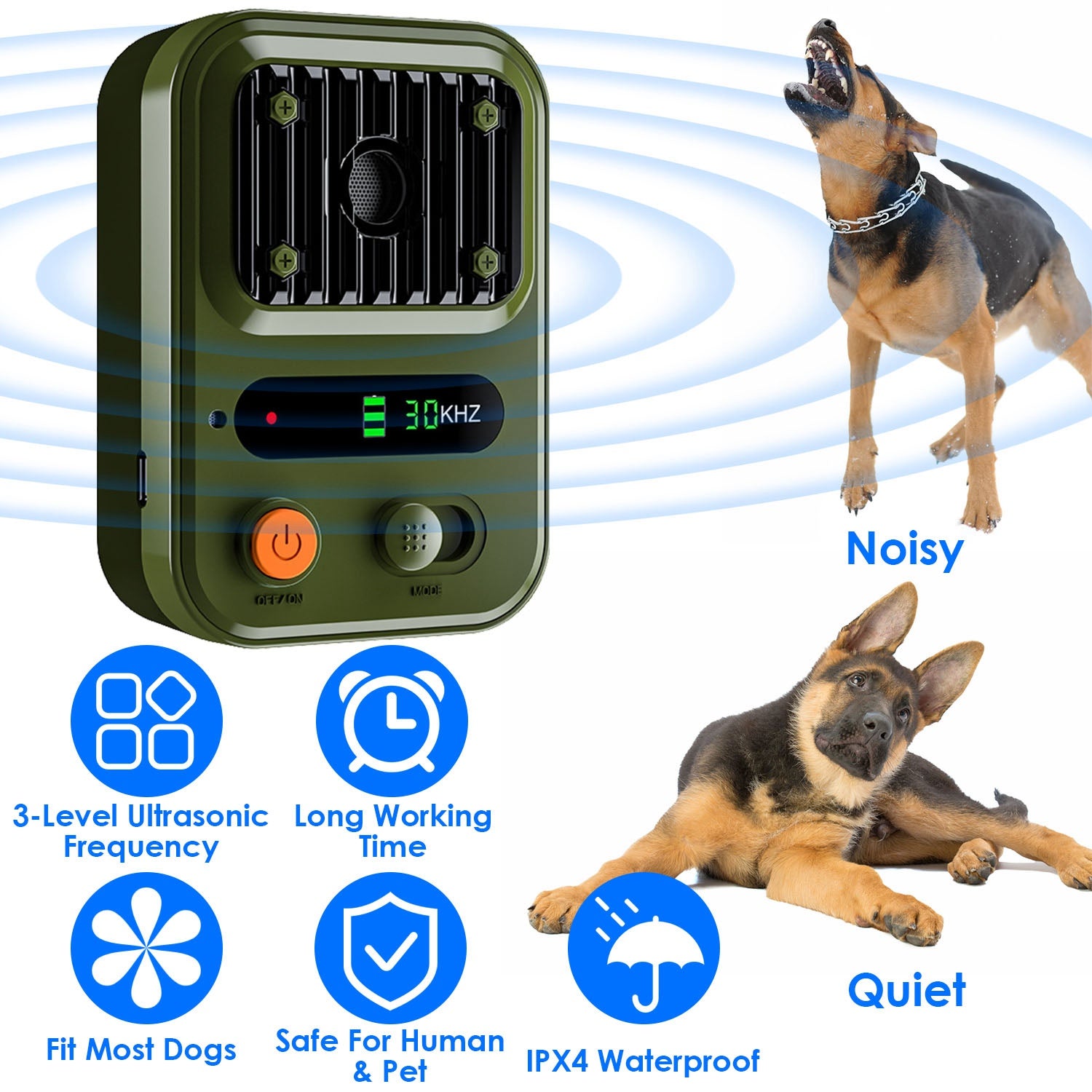 Black-Green Color Options -- 1Pc Ultrasonic Anti-Barking Device