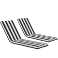 2-Piece Outdoor Chaise Lounge Chair Cushion Set, Black & White Striped Polyester