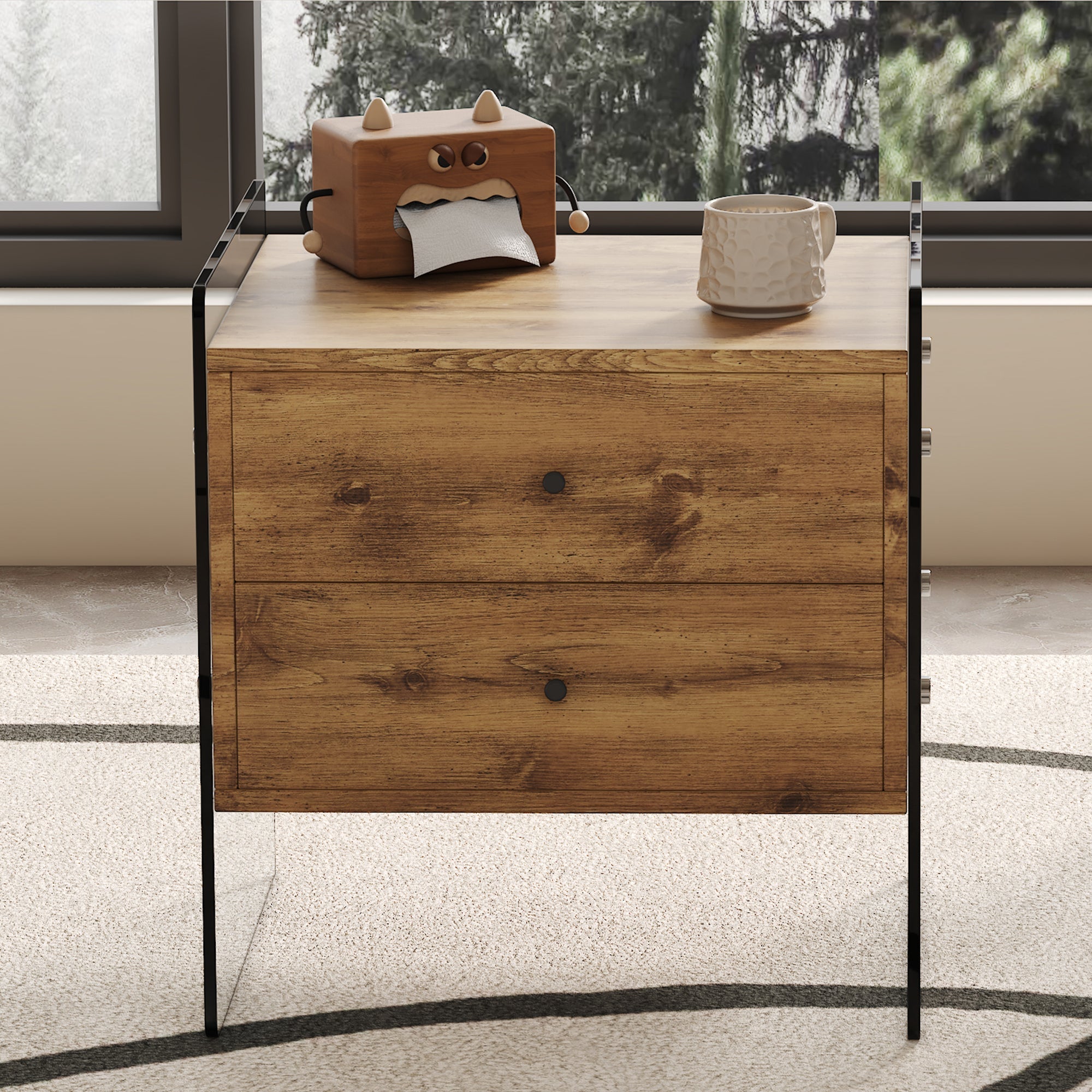 Double-Drawer Bedside Table
