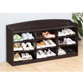 Entryway Shoe Bench Open Shelve Shoe Rack Fits 18 Pairs of Shoes Red Cocoa