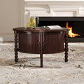 Vintage Round Coffee Table with Storage in Walnut
