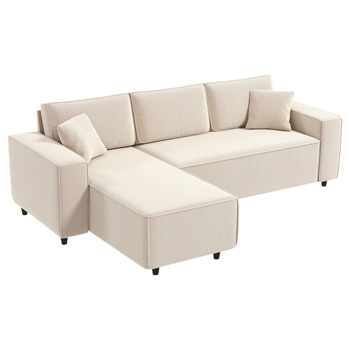 Corner Sofa With Reversible Chaise Lounge, Corduroy L-Shaped Sectional