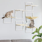 PawHut 6-pc Modern Cat Wall Shelves For Indoor Cats, Height Adjustable