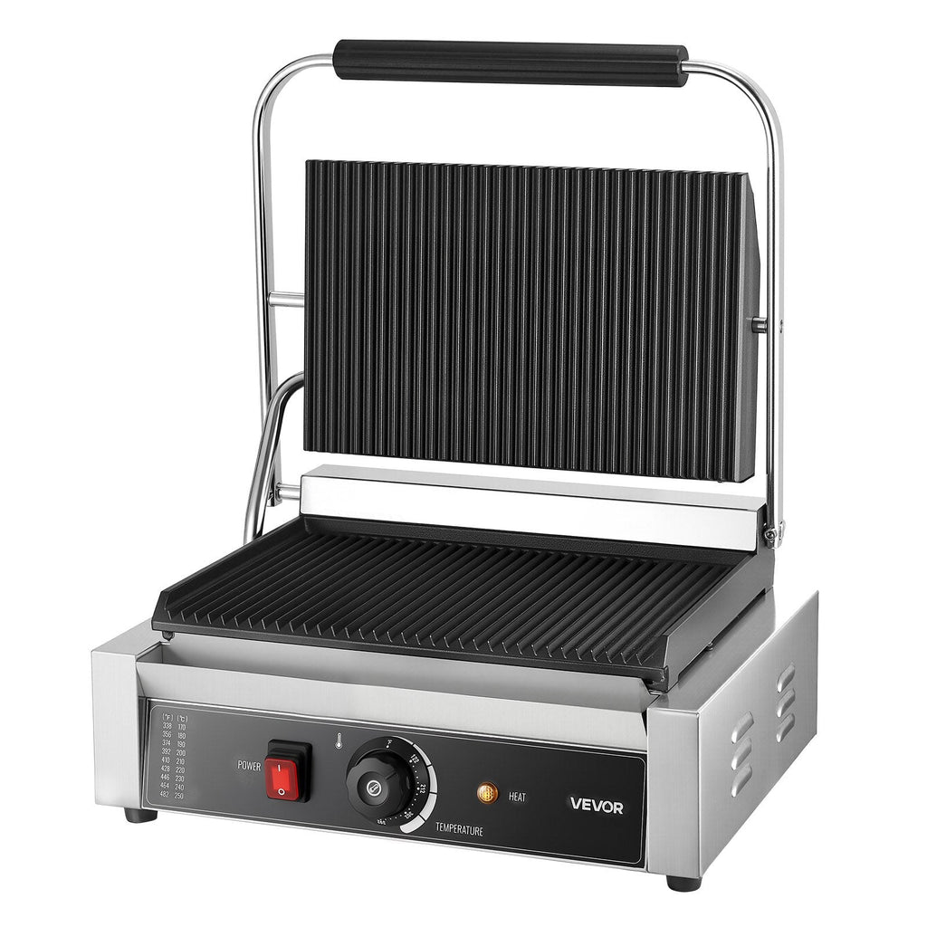 Commercial Panini Press Grill Electric Sandwich Maker Griddle Plate