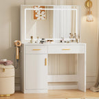Mirror And Lights, Makeup Vanity Table With Charging Station , 2