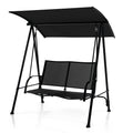 2-Seat Outdoor Canopy Swing with Comfortable Fabric Seat and Heavy-duty Metal Frame-Black