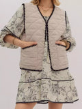 Textured Snap Down Vest Coat