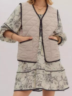 Textured Snap Down Vest Coat
