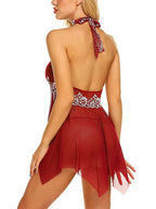Women’s Sexy Lace Babydoll Lingerie – Sheer Mesh Halter Nightwear
