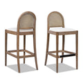 Arlin Upholstered Stool with Curved Back and Footrest - Set of 2