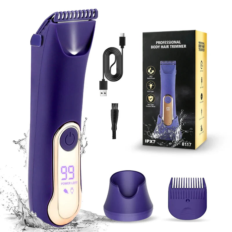 Electric Groin & Body Hair Trimmer Full Body Waterproof Hair Clipper