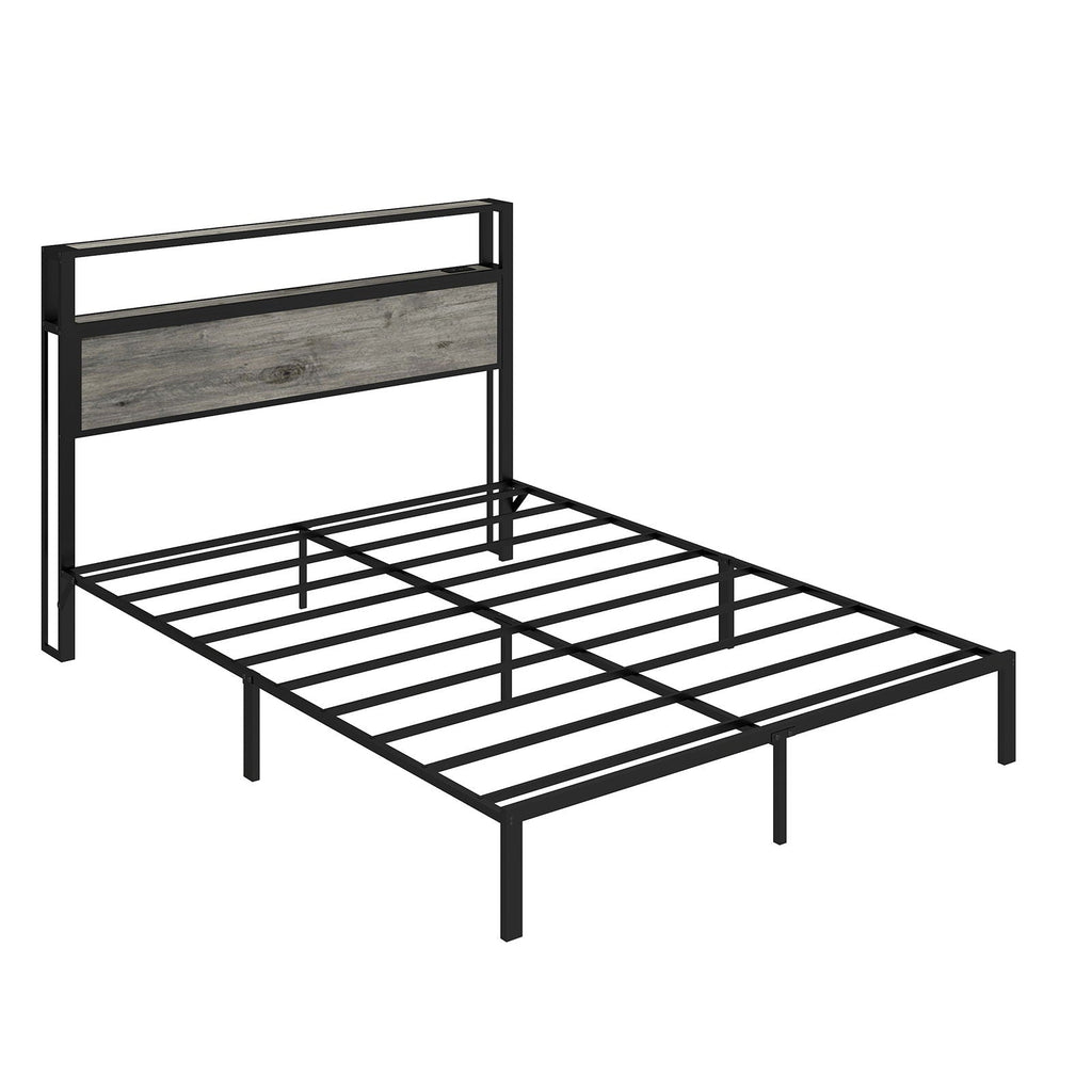 Bed Frame With RGB LED Light And Charging Station
