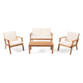 Avacyn Outdoor Acacia Wood 4-Seater Chat Set with Cushions