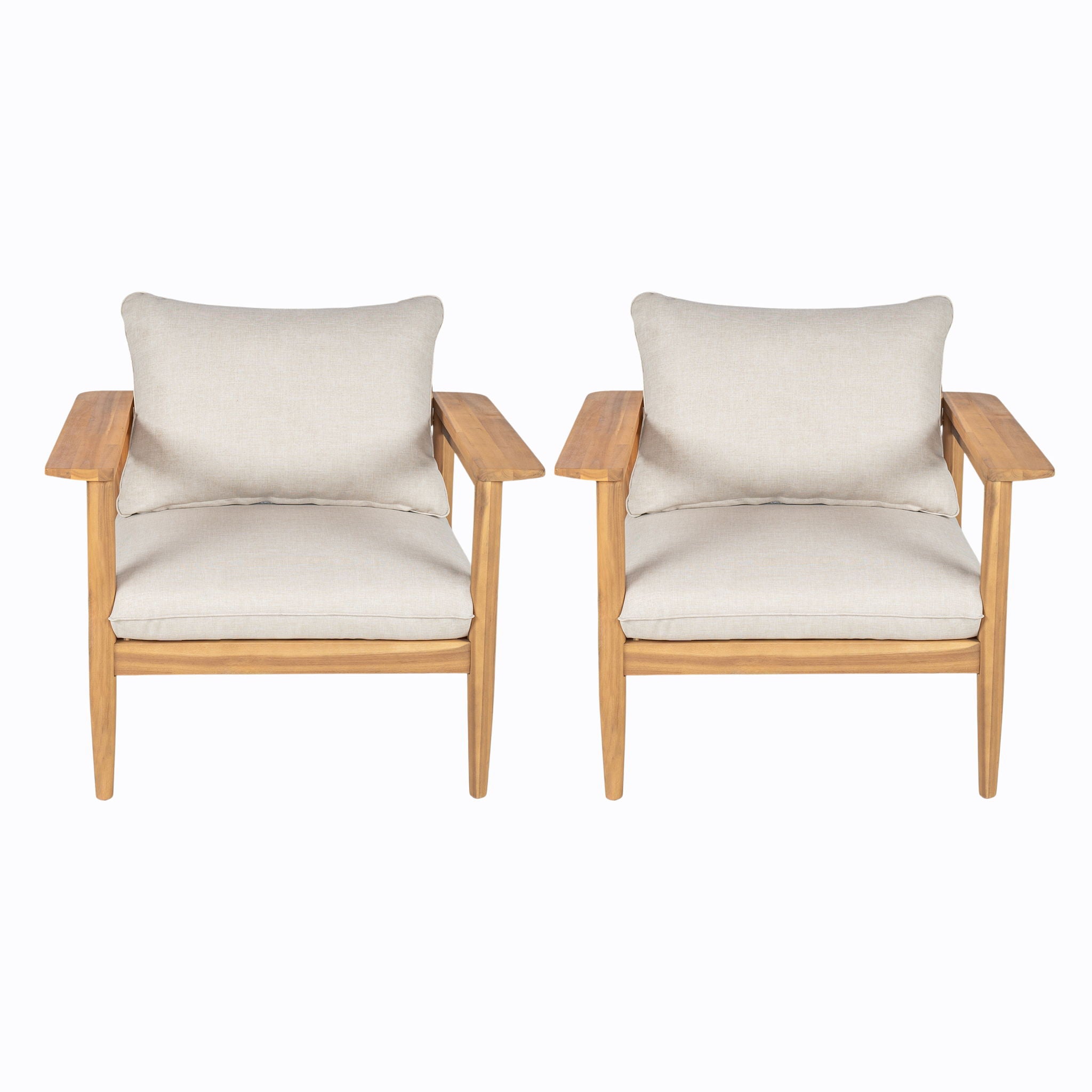 Terassi Outdoor Lounge Chair (Set of 2) with Cushions - Beige / Light Teak