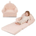 2-in-1 Flip Open Kids Sofa Lounger, Teddy Fleece Toddler Couch With