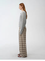 "Hokkaido Weaving Love" wool blend crew neck cardigan top