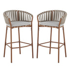 Lodi Outdoor Metal Rope Barstool Set of 2