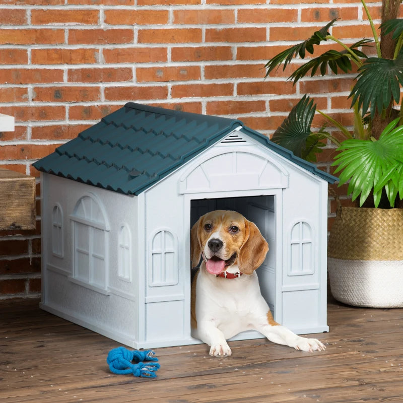 PawHut Plastic Dog House For Medium And Small Dogs, Water Resistant