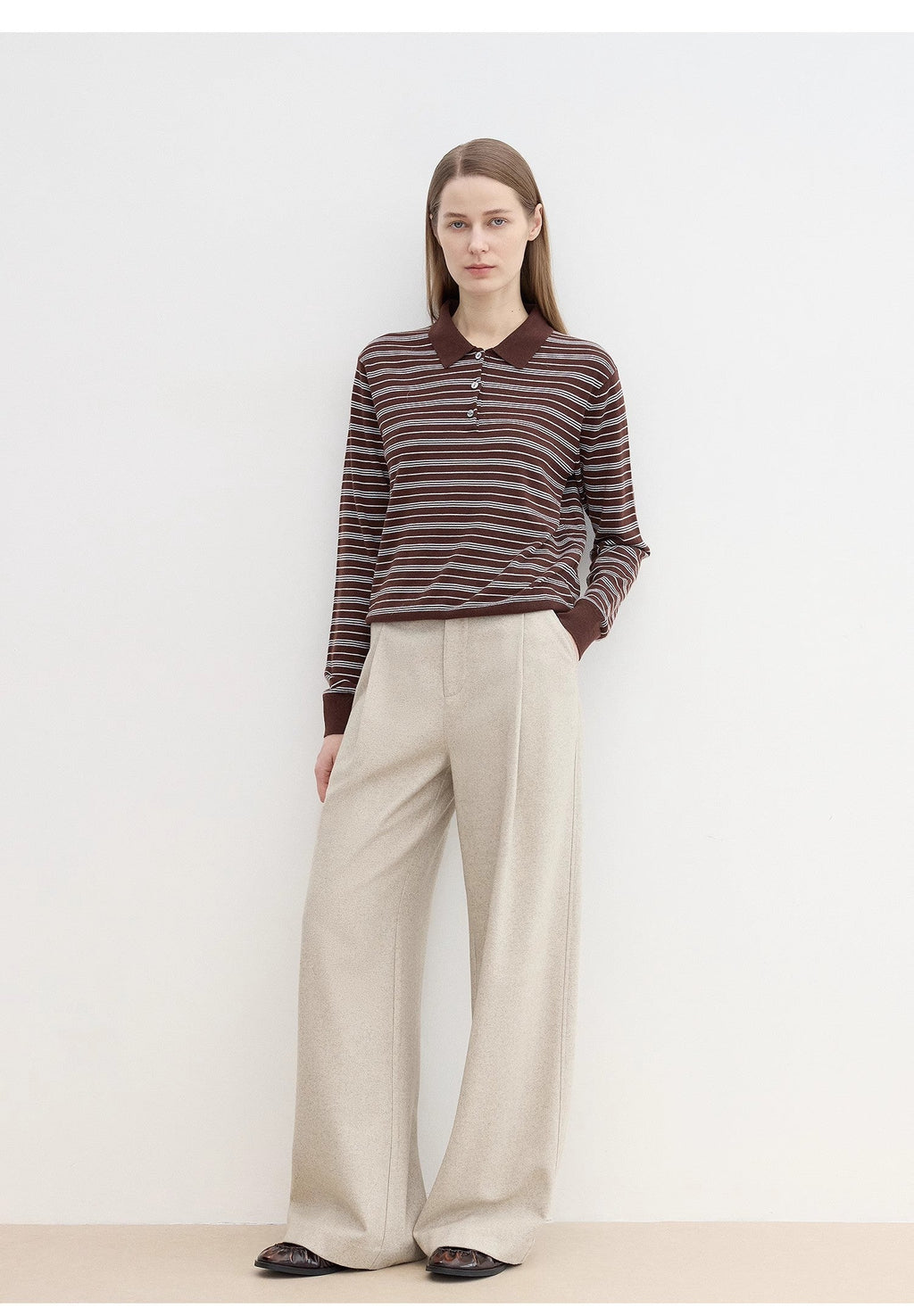 "Leisure Moments" classic low-waisted loose casual straight pants