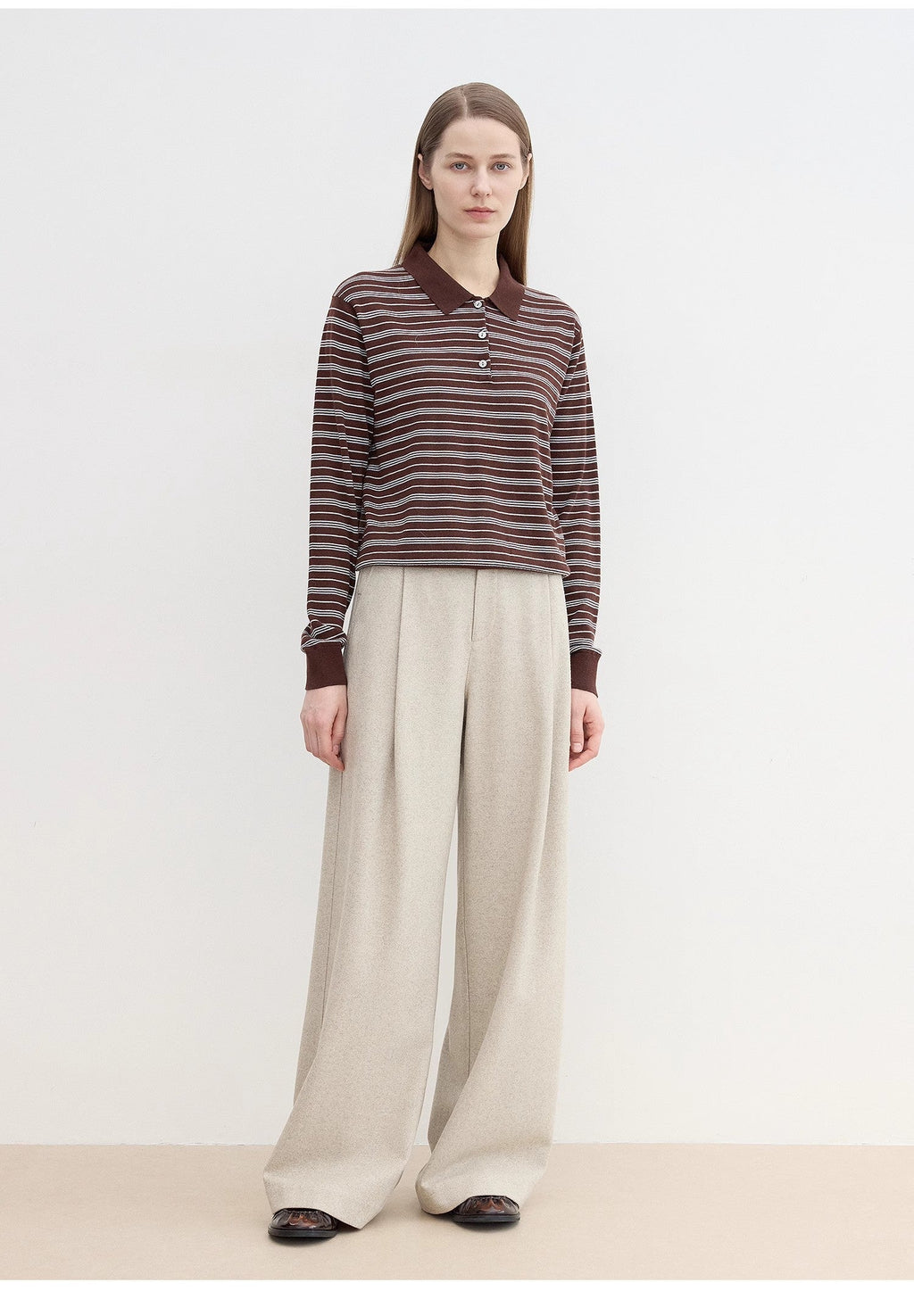 "Leisure Moments" classic low-waisted loose casual straight pants