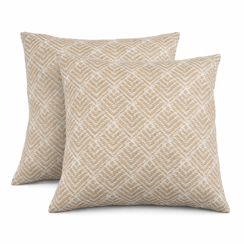 2 Pack Outdoor Throw Pillows, Waterproof & Fade-Resistant Patio Cushions (18x18 Inch)
