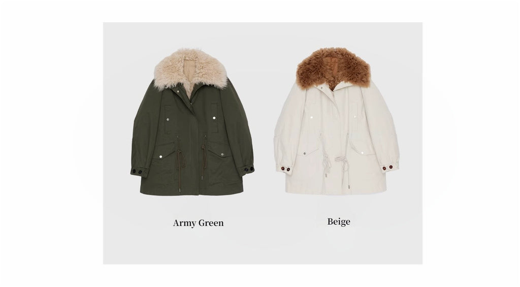 Fireladyfur Women’s Goose Down Parka coat with Toscana Shearling