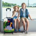 2 Pieces 12 Inch and 16 Inch Kids Carry on Suitcase Rolling Backpack School Luggage Set-Elephant