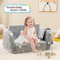 2-in-1 Folding Kids Couch with Blanket Glow in the Dark-Gray