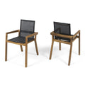 Belfast Dining Chair With Acacia Wood Frame And Mesh Seating (Set of 2)
