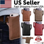 Men Cell Phone Belt Pack Bag Loop Waist Holster Pouch Case Leather