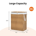 Laundry Basket With Lid, 110 L Hand-Woven Pp Rattan Laundry Basket