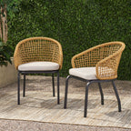 Outdoor Wicker Chair With Powder-Coated Iron Legs