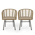 Randy Modern Wicker Chair With Water Resistant Cushions - Brown / Beige
