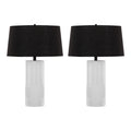 Petra 26" Contemporary Polyresin Table Lamp in Cream and Black - Set of 2