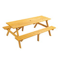8 Person Brown Wooden Picnic Table, Outdoor Camping Dining Table With