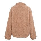 Faux lambswool oversized jacket coat Winter black warm hairly jacket