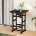 30 Inch Square Bar Table Dining Table with Slatted Tabletop for Poolside-Black