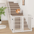 30 Inch Tall 4-Panel Freestanding Pet Gate Wooden Dog Fence-White