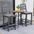30 Inches Counter Height HDPE Bar Stool with Backrest and Footrest-Gray