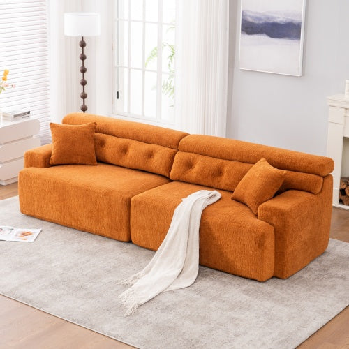 LY-029 ORANGE COMPRESSION SOFA 4-seater Combined Sofa, Wood Grain